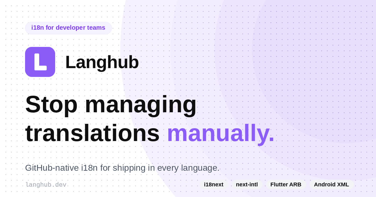 Langhub — AI-native localization for developer teams